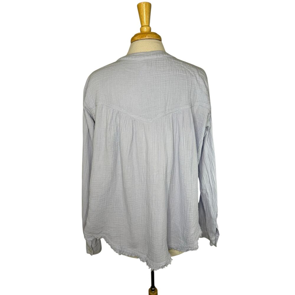 FREE PEOPLE Changing Horizons Pale Blue Gauze Long Sleeve Top Size Small Cotton - Picture 3 of 10